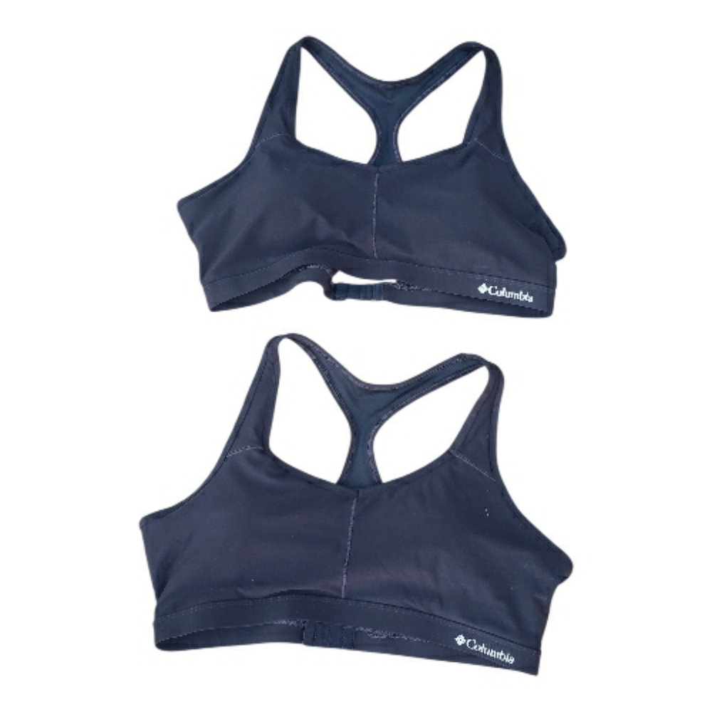 TWO New Women's Black Columbia Racerback Sport Bras Size Large.